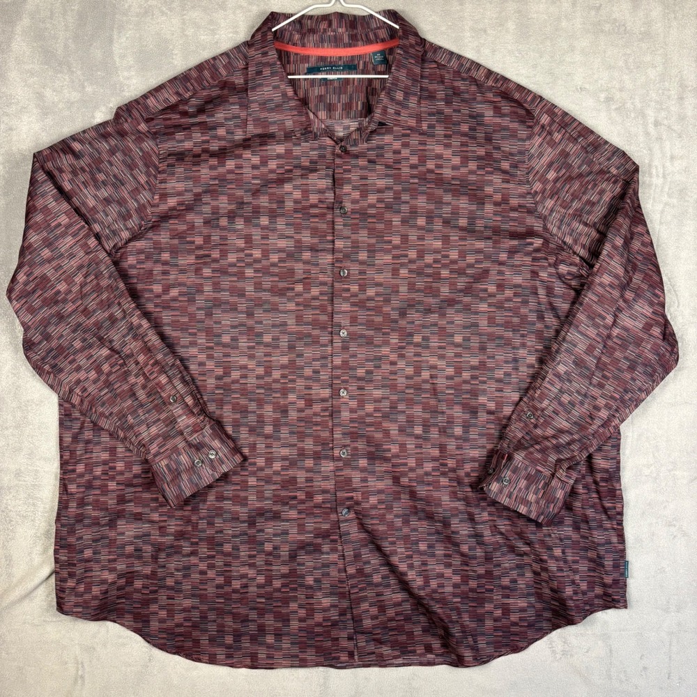 Perry Ellis Mens 4X Long Sleeve Stretch Button Down Shirt Multicolor Geometric